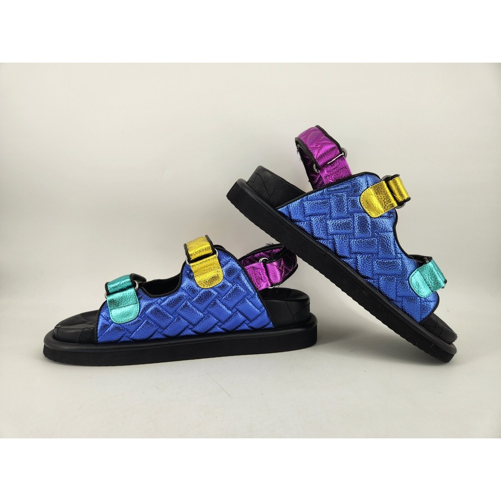 Kurt Geiger Metallic Multi-Color Quilted Leather Sandals - Picture 10 of 12